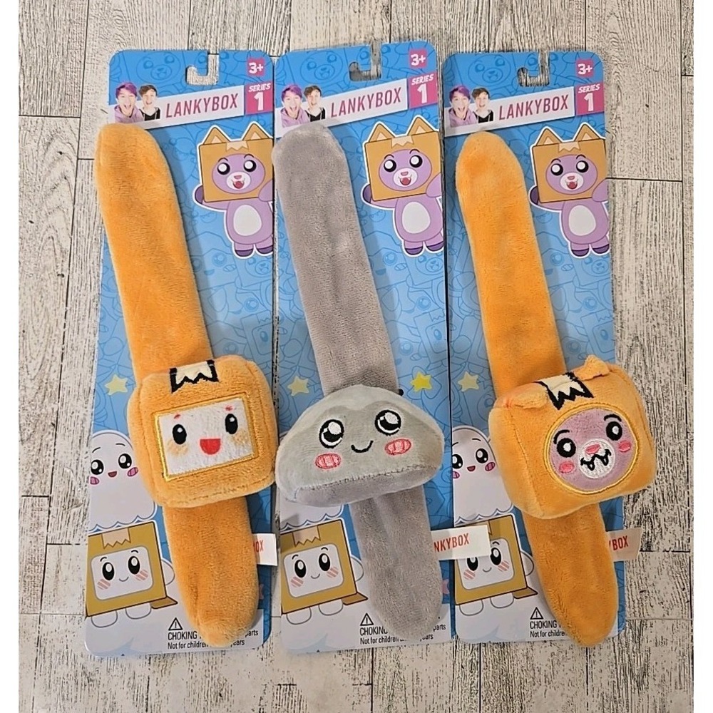 Lanky Box Slap Bracelets Series 1 Boxy Foxy Rocky Plush 3+ Lot of 3